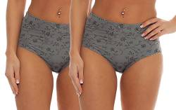 2 oder 4 Stück modische Microfaser Taillen-Slips uni schwarz grau weiss mit Streublümchen und kleiner Schleife - leichter Shape-Effekt - Grössen 40/42 bis 52/54, 4x grau, 40-42 von Cocain underwear