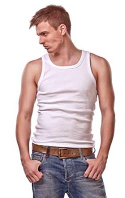 Cocain underwear 2 Herren Unterhemden, Achselhemd, 100% Baumwolle, weiß, Feinripp Gr. 6/L Kochfest, Trocknergeeignet von Cocain underwear
