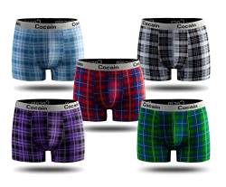 Cocain underwear 5 Stück Bequeme, eng anliegende modische Boxershorts Marke Style: kariert Gr. L Farben gemischt männer Herren Retropants Knaben retropant Enge Boxershorts Herren dunkle helle von Cocain underwear