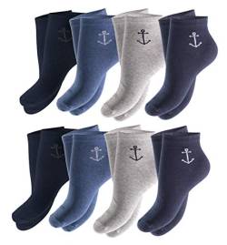 Good Deal Market 8 Paar maritime Kurzschaft Sneakers Socken für Herren Markensocken von Cocain Gr. 43-46 Maritim mit Anker von Cocain underwear