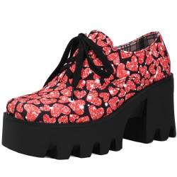 Cocey Flatform-Schuhe für Damen mit Farbblockierung Schnürschuhe (Rosa,42) von Cocey