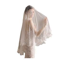Hochzeitskleid Exquisite Wasserlösliche Spitze Trim Doppelschicht Haar Kamm Hochzeit Schleier Hochzeit von CochOn