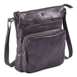 Cochoa Frauen Damen Vintage Echtes Leder Große Umhängetasche Ledertasche Handtasche (Anthrazit) von Cochoa