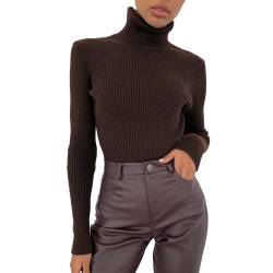 Cocila Damen Pullover Strick Pullover Casual Sweater Einfarbig Tops Elegant Strickpulli Winterpulli Langarm Oberteile Tunika Tops Stricken Sweater Jumper Oberteile von Cocila