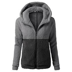 Cocila Fleecejacke Damen Fleecemantel Teddyjacke Langarm Plüschmantel Bequeme Wintermantel Übergangsjacke Einfarbige Kapuzenjacke Sweatjacke Warm Jacke von Cocila