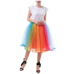 Cocila Frauen Tutu niedlichen Tüll niedlichen Regenbogen Farbe Ballkleid Mode Party Rock, Damen Cosplay Tanz Rock Bühnenrock von Cocila