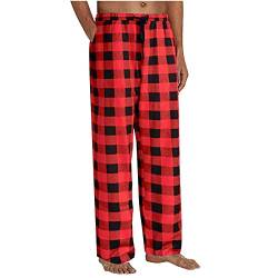 Cocila Hose Herren Pyjama Karierte Pyjama Hose Lange Schlafhose mit Taschen Weiche Pyjama Unterteile Klassische Heimkleidung Elastische Taille Hose von Cocila