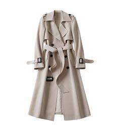 Cocila Trenchcoat Damen Lange Mantel Lässige Winddichter Einfarbige Jacke Cardigan Wintermantel Windjacke Freizeitjacke Übergangsmantel mit Taschen von Cocila