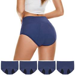 Cocila Unterhosen Damen Baumwolle Einfarbige Unterwäsche Hohe Taille Pantys Mehrpack Bauchweg Höschen Bequeme Hipster 4er Pack Slips von Cocila