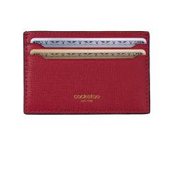 Cockatoo Kartenetui aus Saffiano-Leder – minimalistisches Kreditkartenetui – schmale Vordertasche für Herren und Damen, Rot - Tango Red, Minimalistisch von Cockatoo