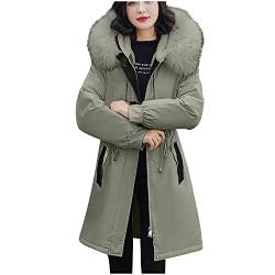 Cockjun Wintermantel Plus Größe Damen Damen Parka Stil Mäntel Daunenmäntel für Damen Mäntel Mode Damen Werkzeuge lang schmal Hoodies Jacke Mantel Plüsch Kapuze gefütterter Langer Mantel abnehmbare404 von Cockjun