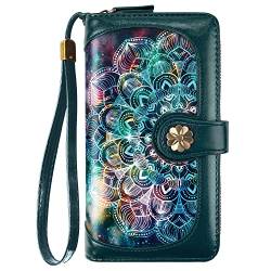 Brieftaschen für Frauen, mehrere Kartenfächer, Geldbörse, Clutch, Kartenhalter, Organizer, Damenbörse mit Handgelenkschlaufe, Geldbörse, Mandala Nebel, von Coco Rossi