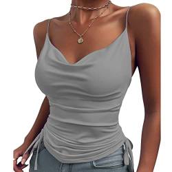 Cocoarm Damen Camisole Tops Ärmelloses Blusen Sexy Tiefer V-Ausschnitt Tanktop Slim Fit Sommer Weste Spaghetti Strap Cami (S) von Cocoarm