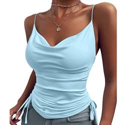 Cocoarm Damen Camisole Tops Ärmelloses Blusen Sexy Tiefer V-Ausschnitt Tanktop Slim Fit Sommer Weste Spaghetti Strap Cami (S) von Cocoarm