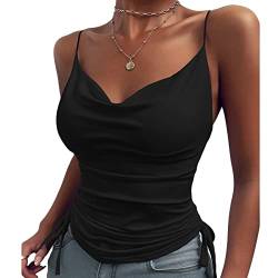 Cocoarm Damen Camisole Tops Ärmelloses Blusen Sexy Tiefer V-Ausschnitt Tanktop Slim Fit Sommer Weste Spaghetti Strap Cami (XXL) von Cocoarm