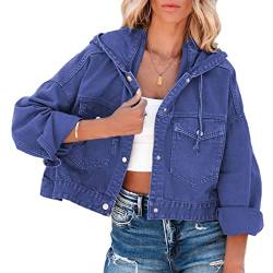 Cocoarm Female Jeansjacke Denim Jacken Damen Herbstmode Streetwear Jeansjacke(L-Blau) von Cocoarm