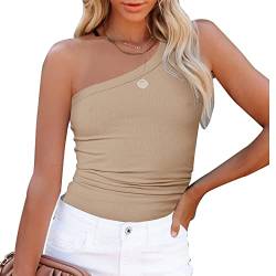 Cocoarm Frauen One-Shoulder-Top Frauen Sexy One-Shoulder-Ausschnitt Frauen ärmelloses Kurzes Top Eng Anliegendes Weiches Tank-Top Frauen-Tank-Top (M) von Cocoarm