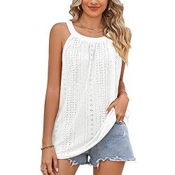 Tank Top Rundhals Damen Ärmellos Sommer T Shirt Basic Tunika Lässig Lockeres Shirt mit Ösen Damen Casual Neckholder Tops Loose Fit Shirts Tank Top Damen Tops Sommer Lange Tanks (XL) von Cocoarm