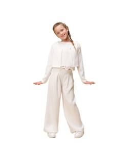 Cocolina4kids Bian Corella Mädchen Kommunion Hose Set mit Top und Strickjacke Kommunionkleid Kommunionset Mädchen Blumenmädchen (DE/NL/SE/PL, Numerisch, 134, Regular, Off-white) von Cocolina4kids