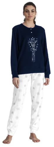Coconuda Winterpyjama für Damen aus warmem Baumwollstoff - Eleganter Stil und außergewöhnlicher Komfort (L, Modell 8) von Coconuda