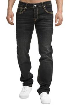 Code47 Herren Jeans Hose Regular Fit Männer Bootcut Denim Five Pocket Thick Seam Designer Modell 901 Black 38 von Code47