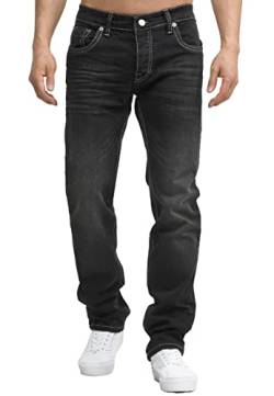 Code47 Herren Jeans Hose Regular Fit Männer Bootcut Denim Five Pocket Thick Seam Designer Modell 902 Black 30 von Code47