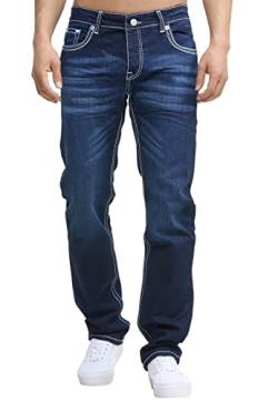 Code47 Herren Jeans Hose Regular Fit Männer Bootcut Denim Five Pocket Thick Seam Designer Modell 905 Dark Blue 30 von Code47