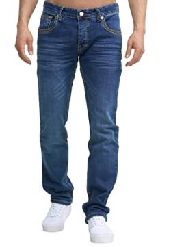 Code47 Herren Jeans Hose Regular Fit Männer Bootcut Denim Five Pocket Thick Seam Designer Modell 906 Blue 29 von Code47