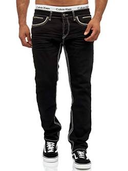 Code47 Herren Jeans Hose Washed Straight Cut Regular Stretch Dark Grey/Blue W29-W38 (W29 L32, 5180 Schwarz) von Code47