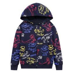 Codkkre Kapuzenjacke Jungen Sweatjacke Kinder Jungs Zip Up Hoodie Jungen Dino Kapuzenpullover mit Reißverschluss 2-11 Jahre, Stil 3, 98 von Codkkre