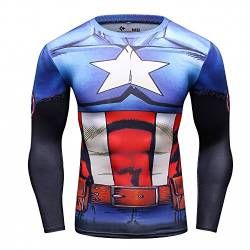 Cody Lundin Herren Kompression Langarm Shirt 3D gedruckte Muster Fitness Cosplay Tight Sport T-Shirt für Mann (Captain C, XL) von Cody Lundin
