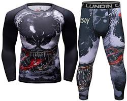 Cody Lundin Kompressionsset Herren Langarm Kompressionsshirt und Hose Top Langarm Sport Enge Basisschicht Schnell Trocknen Fitnessanzug für Herren, Style N, XL von Cody Lundin