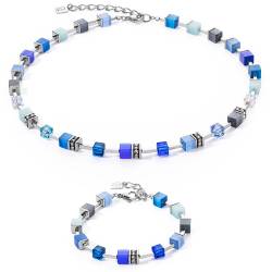 Coeur de Lion 2700/52-0700 Geschenkset GeoCUBE Halskette und Armband Blau von Coeur De Lion