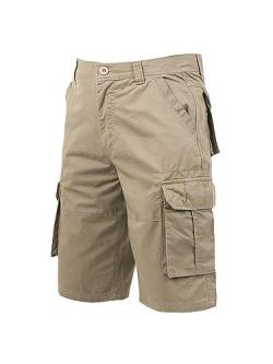 Coevals Club Herren Cargo Shorts Kurze Hose Bermuda Sommer Herrenshorts Casual Relaxed fit Twill Multi Pockets Outdoor Hosen (#2 Khaki, 36) von Coevals Club