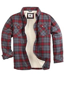 Coevals Club Herren Flanell Jacke Hemd Sherpa Holzfällerhemd Flanellhemd Langarm Kariertes Druckknöpfe Baumwolle Winter Hemd (Merlot/Grau #8 M) von Coevals Club