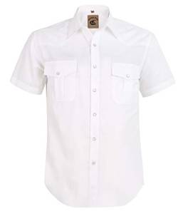 Coevals Club Herren Lässige Druckknöpfen Unifarben Anzug Regular Fit Kurzarm Bügelleichtes Freizeit Trachten Hemd (Weiß #5 XL) von Coevals Club