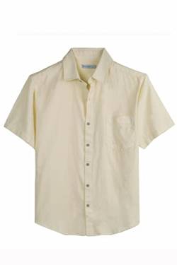 Coevals Club Herren Lässige Leinenhemd Freizeithemd Businesshemd Sommer Kurzarm Regular Fit Hemd (Beige 17# L) von Coevals Club