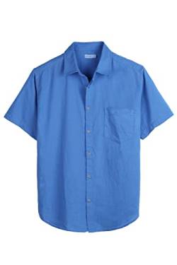Coevals Club Herren Lässige Leinenhemd Freizeithemd Businesshemd Sommer Kurzarm Regular Fit Hemd (Blau 3# L) von Coevals Club