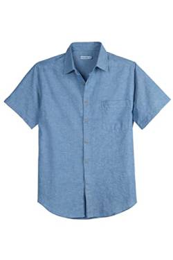 Coevals Club Herren Lässige Leinenhemd Freizeithemd Businesshemd Sommer Kurzarm Regular Fit Hemd (Hellblau 15# L) von Coevals Club