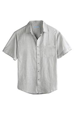 Coevals Club Herren Lässige Leinenhemd Freizeithemd Businesshemd Sommer Kurzarm Regular Fit Hemd (Hellgrau 11# L) von Coevals Club