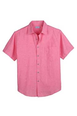 Coevals Club Herren Lässige Leinenhemd Freizeithemd Businesshemd Sommer Kurzarm Regular Fit Hemd (Rosa 13# 2XL) von Coevals Club