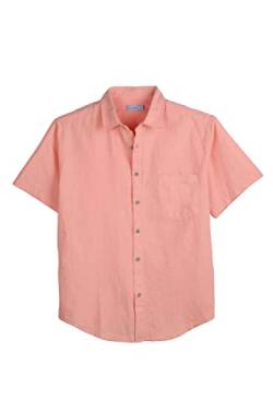 Coevals Club Herren Lässige Leinenhemd Freizeithemd Businesshemd Sommer Kurzarm Regular Fit Hemd (Salmon 16# L) von Coevals Club