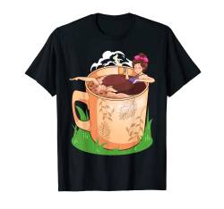 Frau in einer Kaffeetasse Ästhetische Kaffeeliebhaber T-Shirt von Coffee Lover Apparel