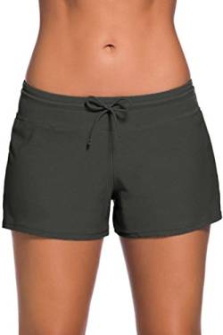 Cokar Damen Badeshorts Bikinihose Hotpants Sportbikini Schwimmshorts Bunte Farben, Bottom-a, L grau von Cokar