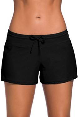 Cokar Damen Badeshorts Bikinihose Hotpants Sportbikini Schwimmshorts Bunte Farben, Bottom-d, 3XL schwarz von Cokar