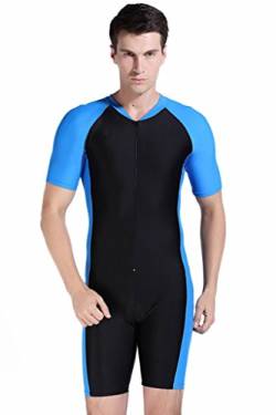 Cokar Herren Schwimmanzug Lang Sonnenschutzkleidung Sunsuit Ganzkörperansicht Badeanzug (Blau-1, 2XL) von Cokar
