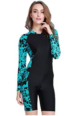 Damen Schwimmanzug Lang UV-Anzug UPF>50 Schutzkleidung Sunsuit Ganzk?rperansicht Badeanzug, - Blau-1 - L von Cokar