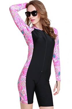 Damen Schwimmanzug Lang UV-Anzug UPF>50 Schutzkleidung Sunsuit Ganzk?rperansicht Badeanzug, - Rosa-1 - S von Cokar