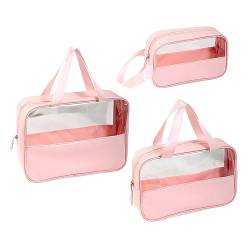 Colcolo 3-teilige Damen-Make-up-Tasche, Reise-Kosmetiktasche, Aufbewahrungstasche, Mehrzweck-Kosmetik-Organizer, Kosmetiktasche, Kulturbeutel für Camping, ROSA von Colcolo