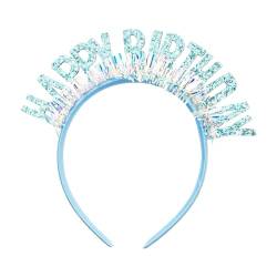 Colcolo Alles Gute zum Geburtstag-Stirnband, alles Gute zum Geburtstag-Haarband mit glitzernder Geburtstagskrone, Geburtstags-Tiara für Party-Geschenk, Blau von Colcolo